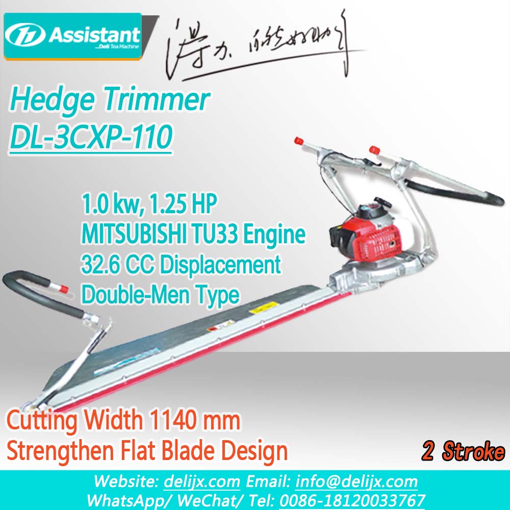 China 1140mm Cutting Width Double-Men Use Stright Blade Tea Plant Pruning Machine DL-3CXP-110 manufacturer
